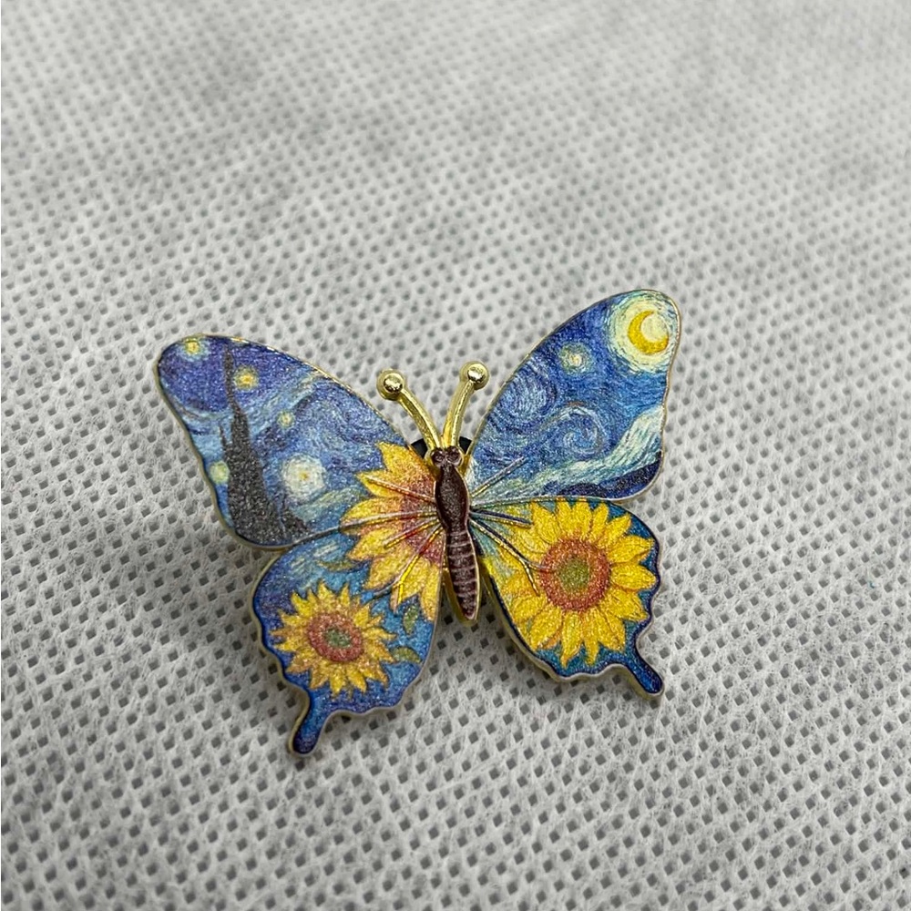 Butterfly Van Gogh art brooches